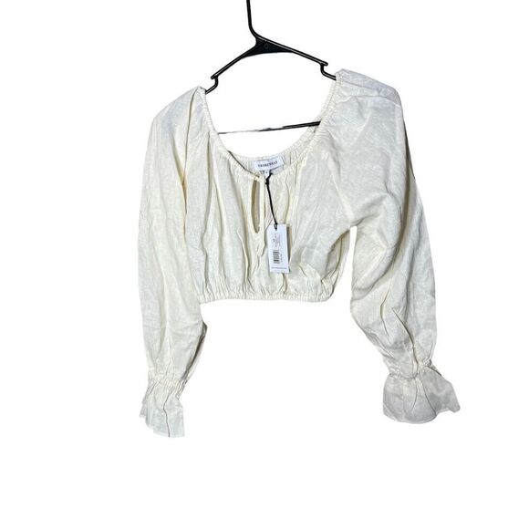 WeWoreWhat Linen Blend On/Off Shoulder Tie Front Top Size XS - Picture 1 of 8